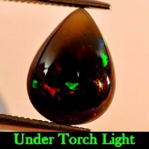 Natural Fire Red Black Opal 1.99 Ct Pear Cabochon 11.8x8.9 Mm Gemstone